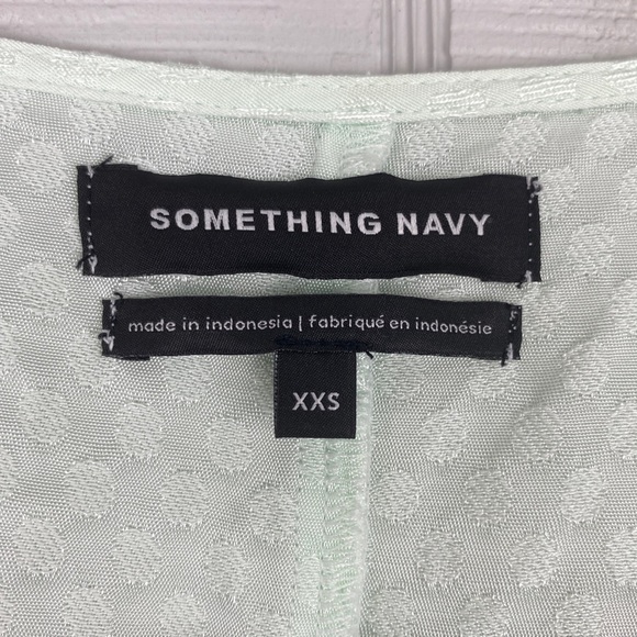 Something Navy Mint Green Long Sleeve V-neck Peplum Wrap Top Polka Dot XXS - Picture 6 of 7